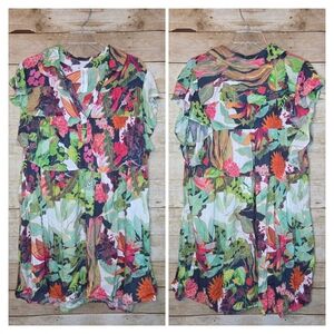 Anthropologie Colorful Leaf Print Blouse